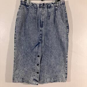 Touché Vintage 80s Acid Wash Denim Midi Skirt‎